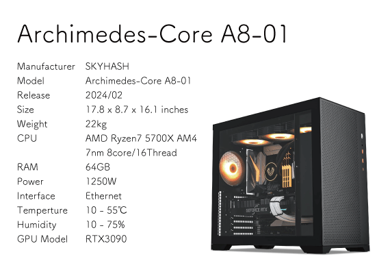 The Archimedes-Core A8-01 produced by SKYHASH is an integration model HPC developed for deep learning and AI.